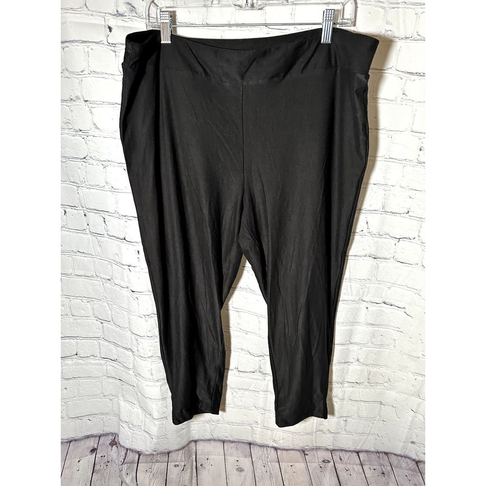 Terra & Sky Womens Black Cropped Leggings Plus Size 1X 16W-18W High Rise Stretch